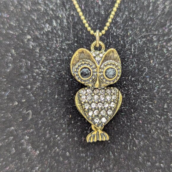 Aeropostale Owl Dark Gold Tone Pendant & Chain Necklace NWT One Size Fits All - Picture 1 of 16